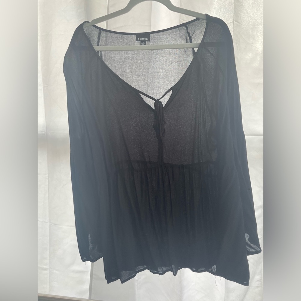 Torrid babydoll style sheer blouse